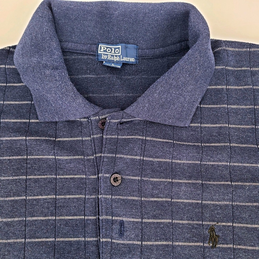 Polo Ralph Lauren Vintage Terry Cloth Made In USA 90s Striped Polo Shirt L
